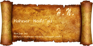 Hahner Noémi névjegykártya